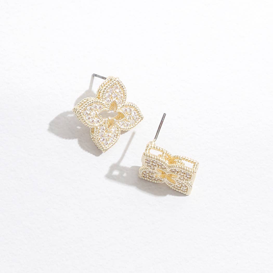Four Leaf Floral Stud Earrings