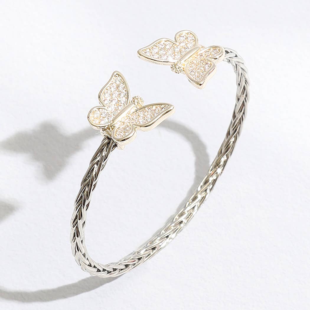 Braided Butterfly Bangle Bracelet