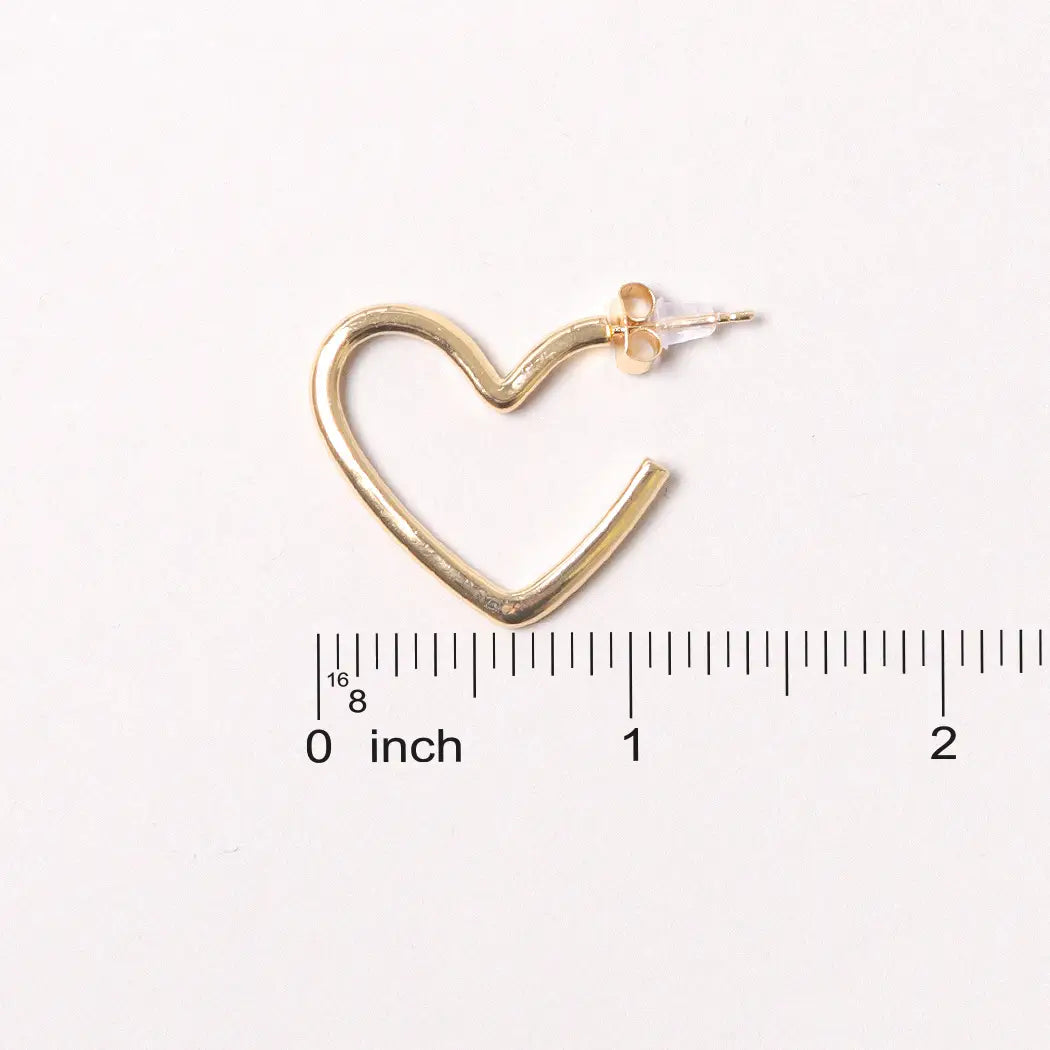 14K Gold Dipped Heart Hoop Earring