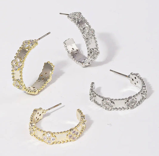 Gold/Silver Clover Hoop Earrings