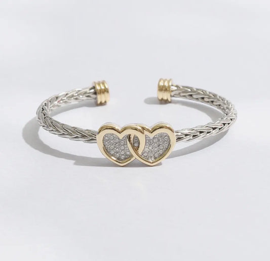Double Heart Bangle