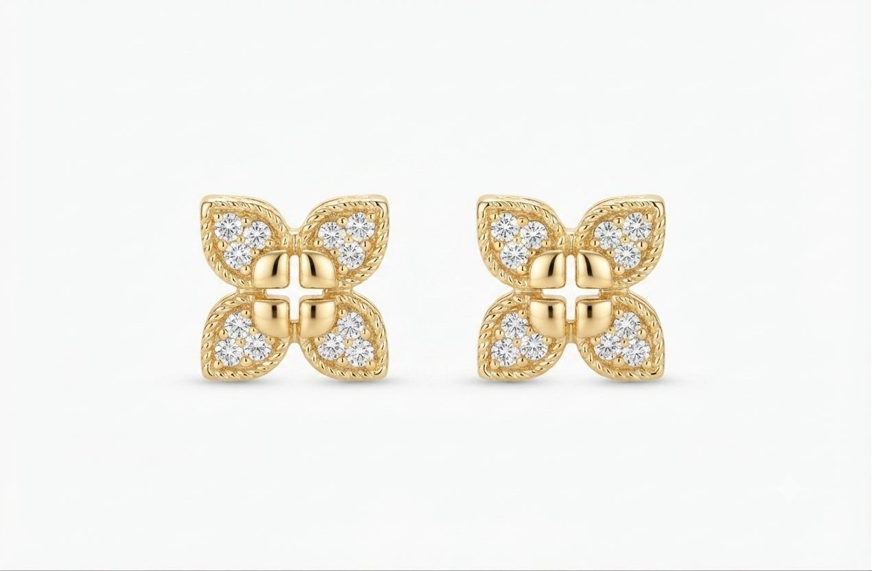 Golden Clover Petal Earrings