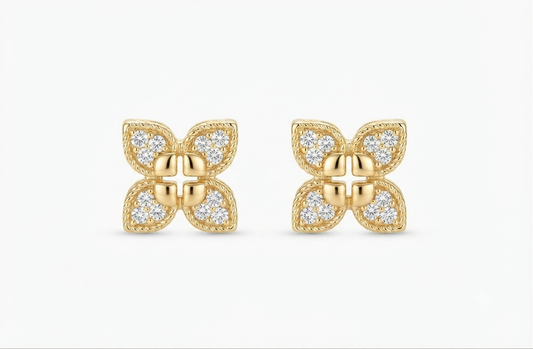 Golden Clover Petal Earrings