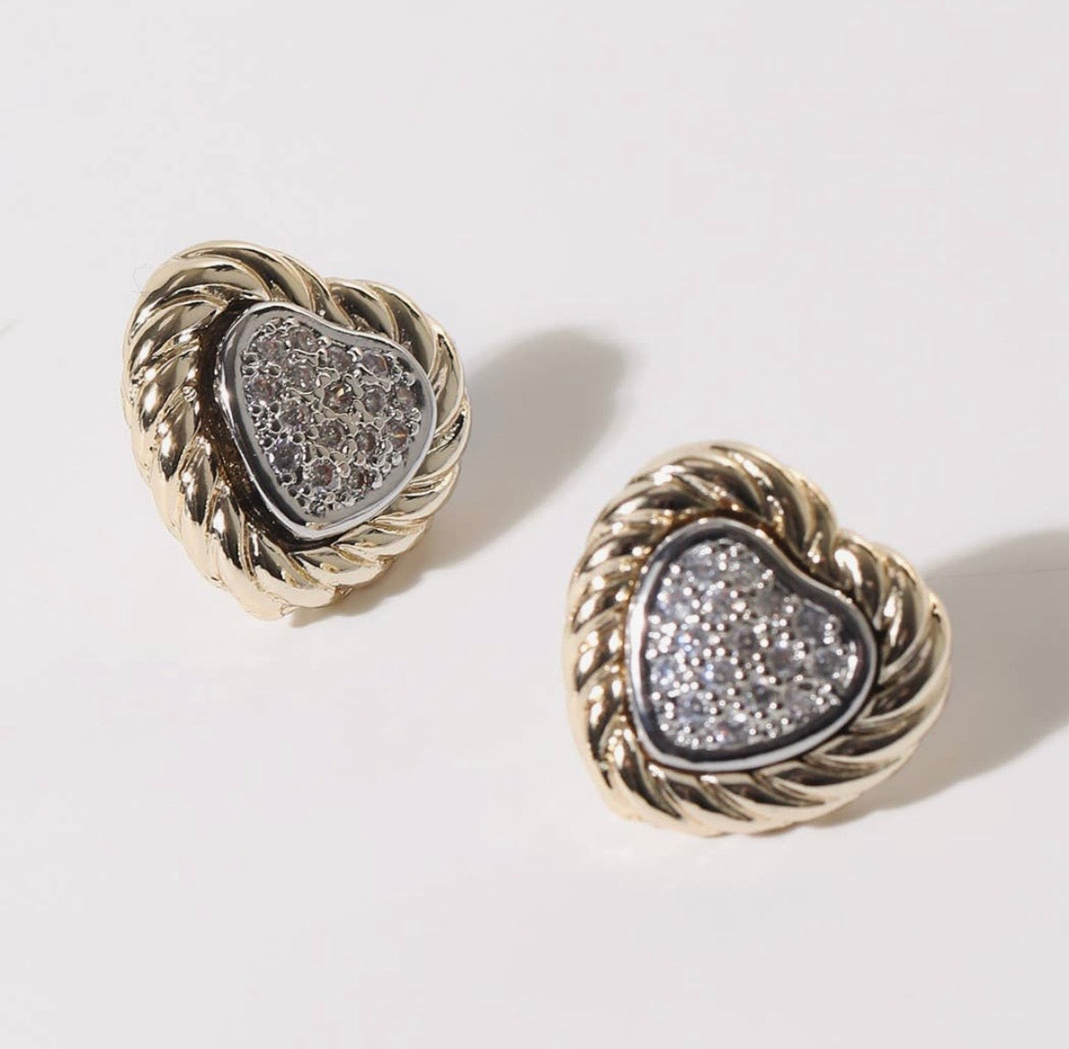 Paved Heart Earrings