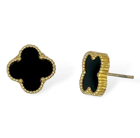 Black Clover Earrings Gold Lined