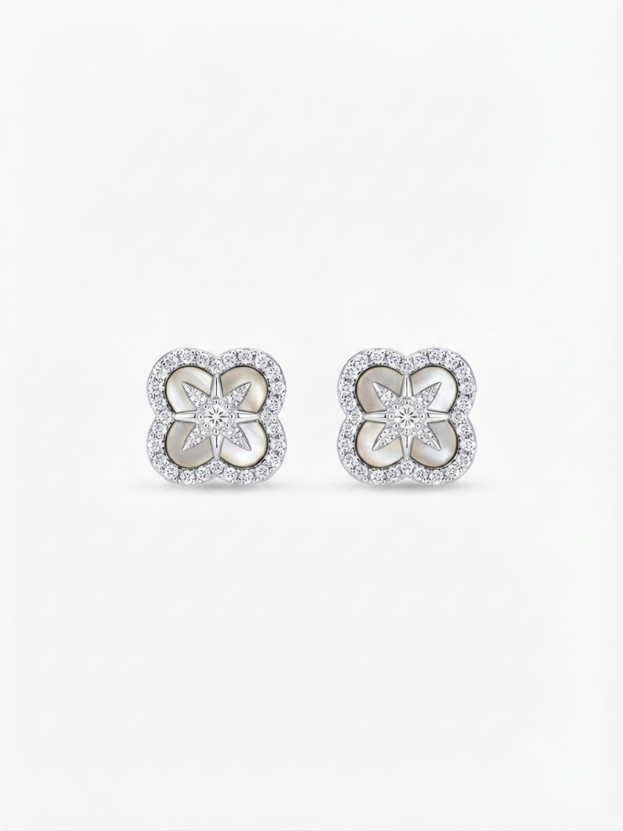 Black/White Starlight Clover Studs