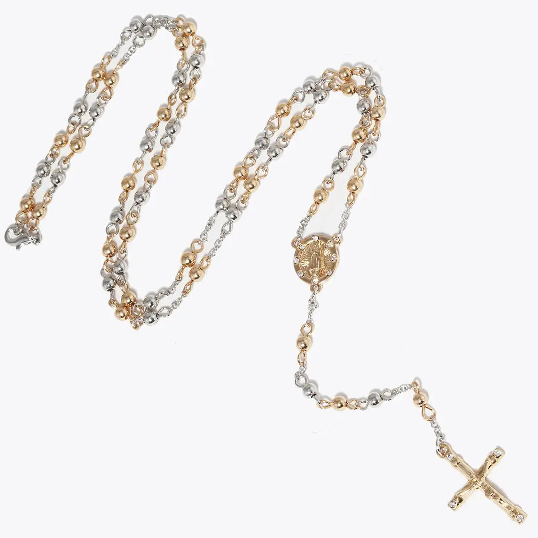 Gold Dipped Rosary Necklace