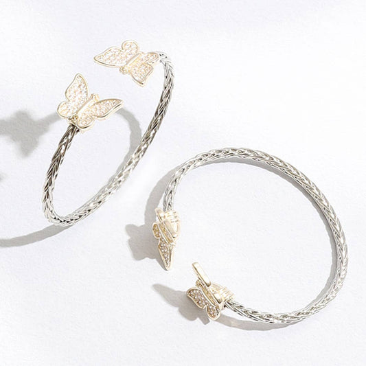 Braided Butterfly Bangle Bracelet