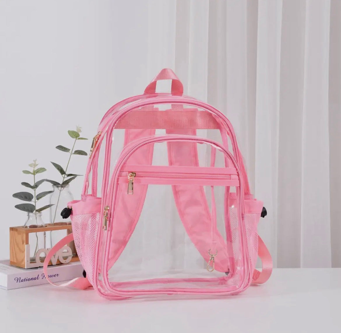 Pink Clear Baddie Backpack