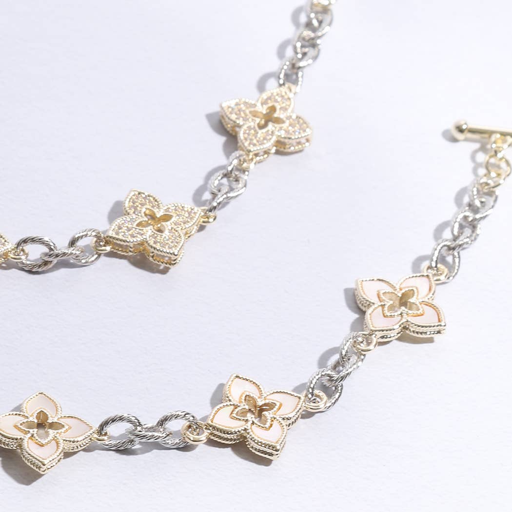 3 Clover Pave Clover Mop Link Bracelet