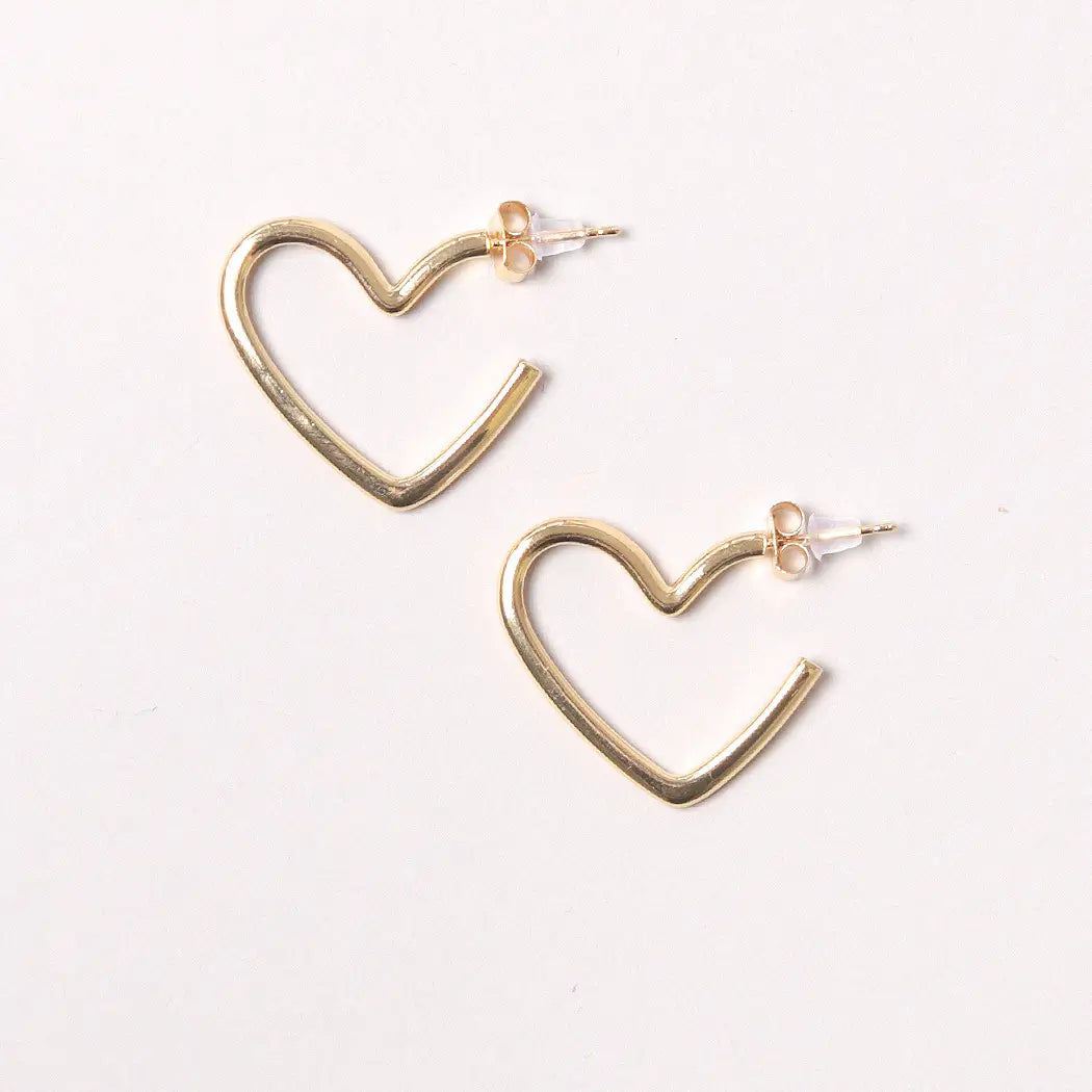14K Gold Dipped Heart Hoop Earring