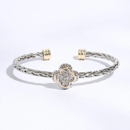 Clover Multi Toned Twisted Cuff Bracelet