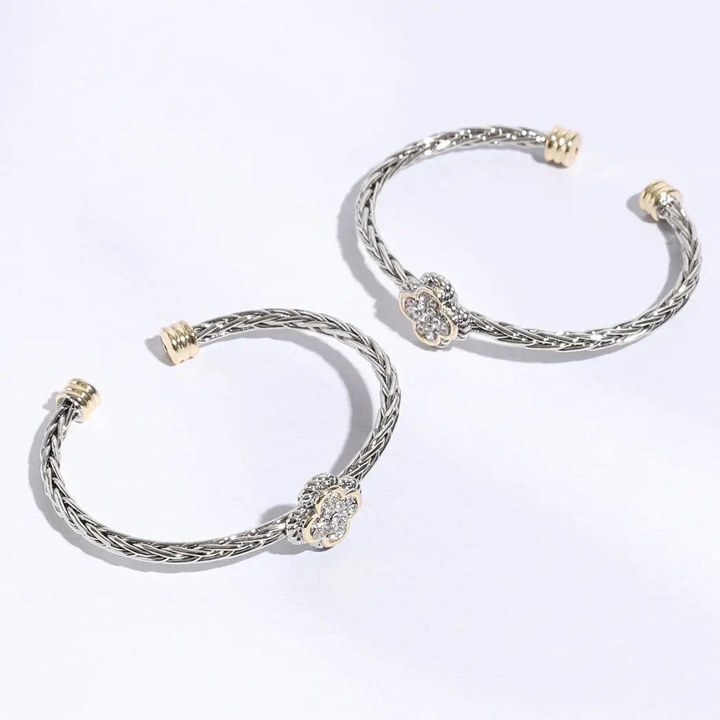 Clover Multi Toned Twisted Cuff Bracelet