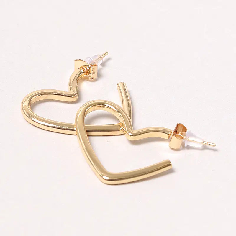 14K Gold Dipped Heart Hoop Earring