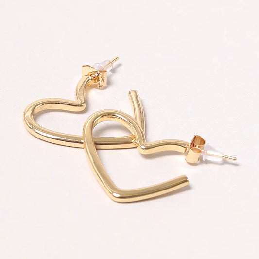 14K Gold Dipped Heart Hoop Earring