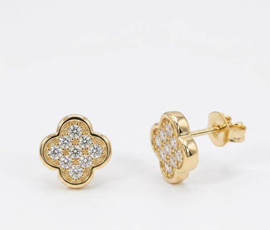 Diamond Paved Clover Earrings