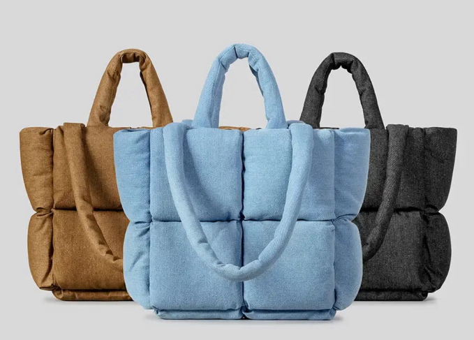 Denim Puffer Tote
