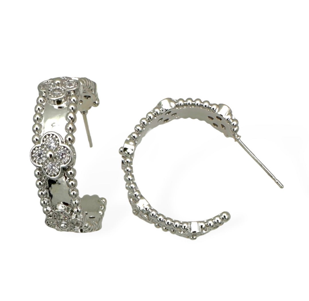 Gold/Silver Clover Hoop Earrings