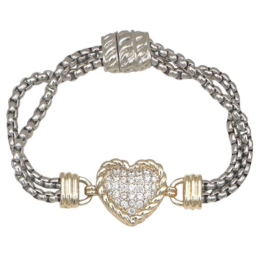 Diamond Paved Heart Bracelet