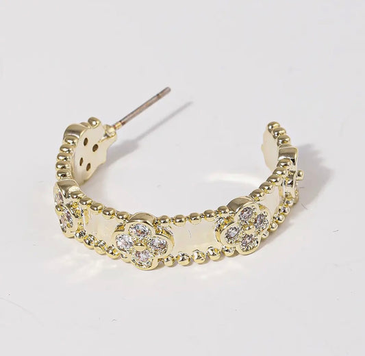 Gold Clover Hoop