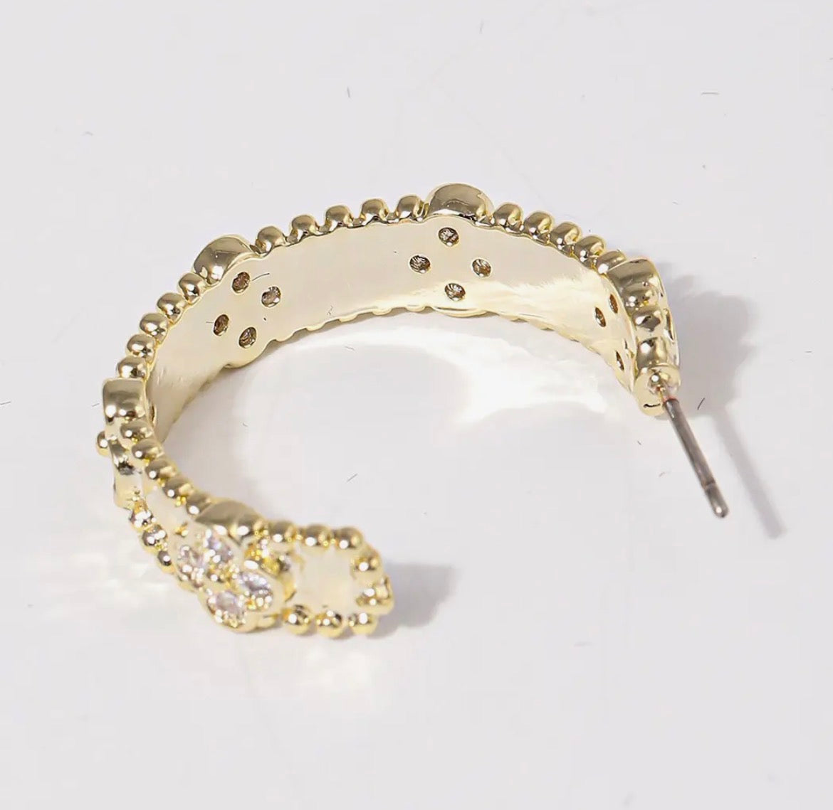 Gold Clover Hoop Earrings