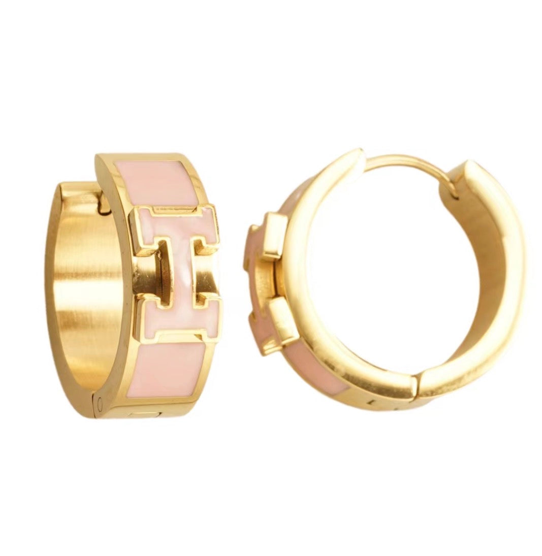 Pink & Gold Earring & Bangle Set