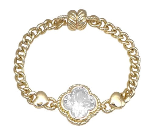 Gold Diamond Clover Bracelet