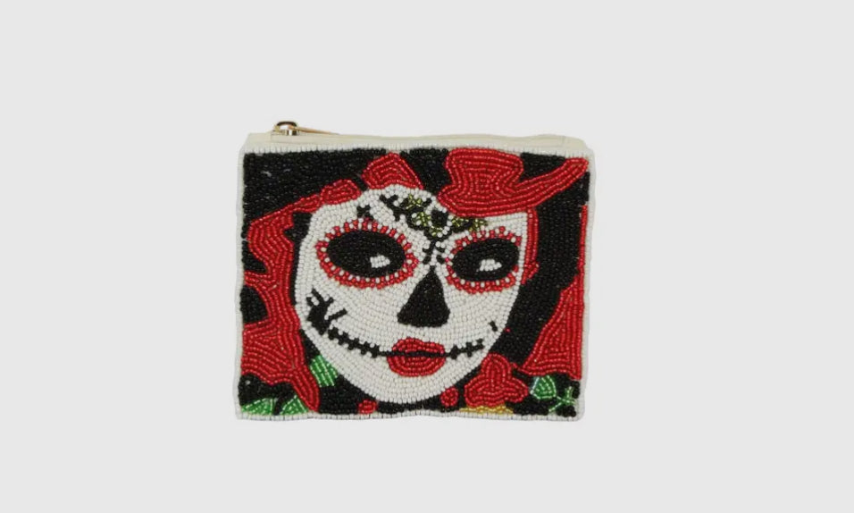Day of the Dead Beaded Coin Purse