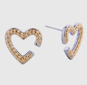 Gold Braided Heart Studs