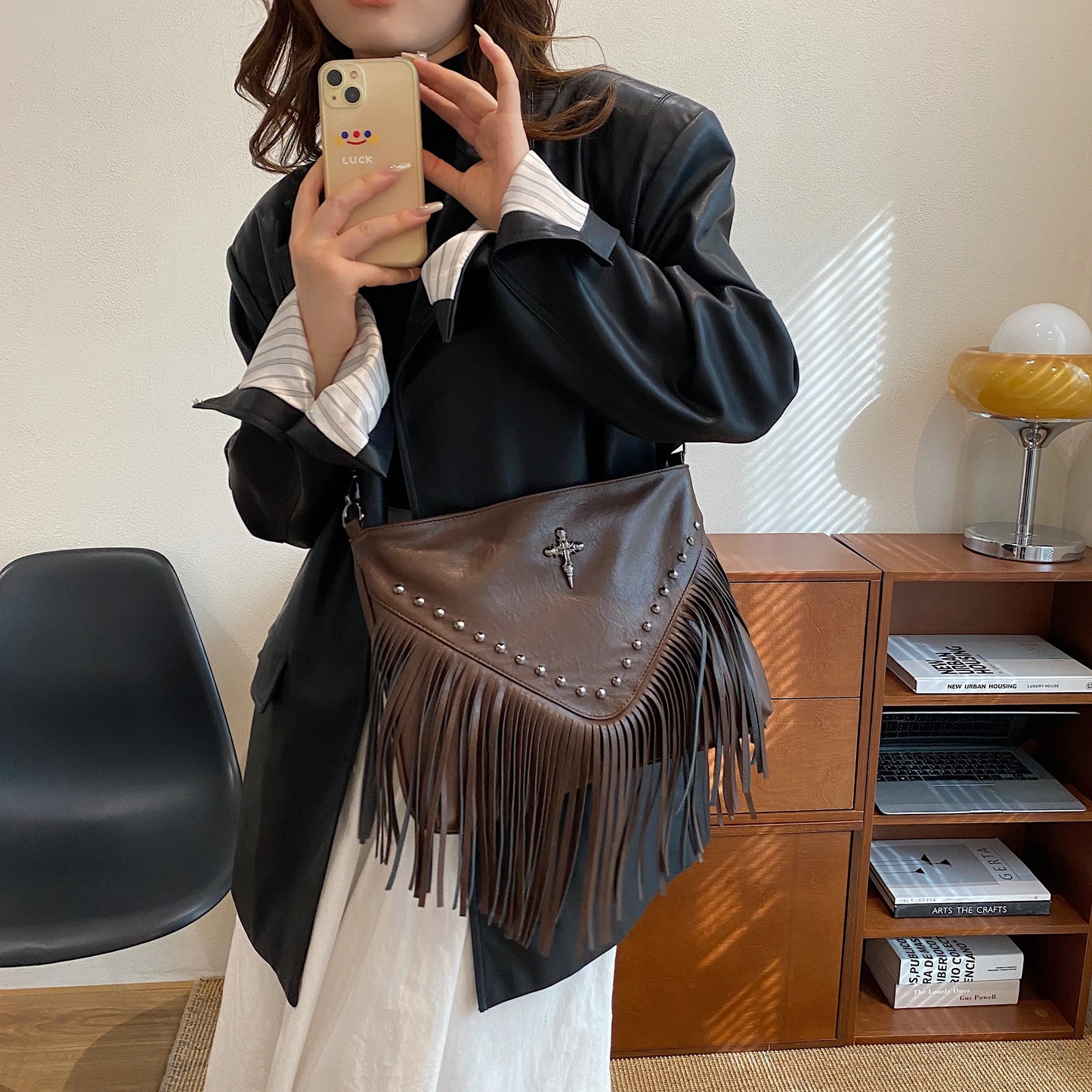 Black Cross Bag w/ Tassels