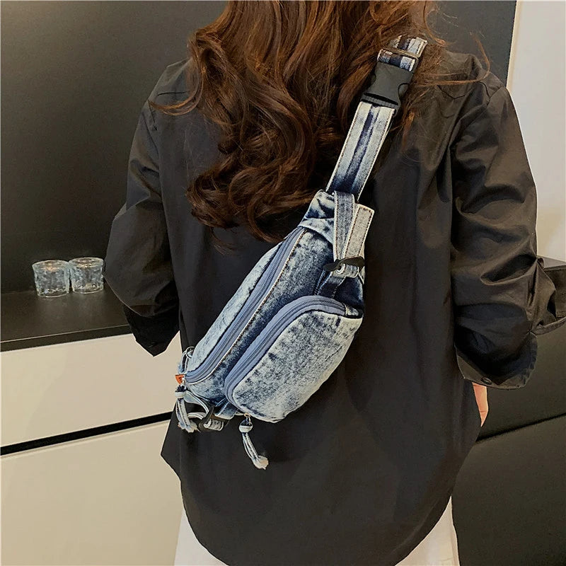 Denim Fanny Pack Inspired Crossbody