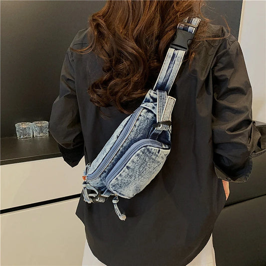 Denim Fanny Pack Inspired Crossbody
