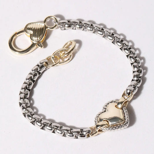 Gold Heart Charm Box Chain Bracelet