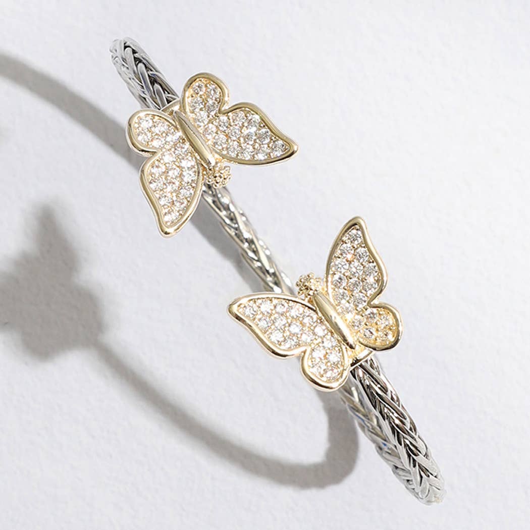Braided Butterfly Bangle Bracelet