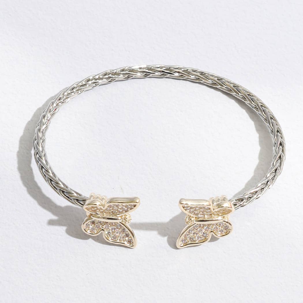 Braided Butterfly Bangle Bracelet