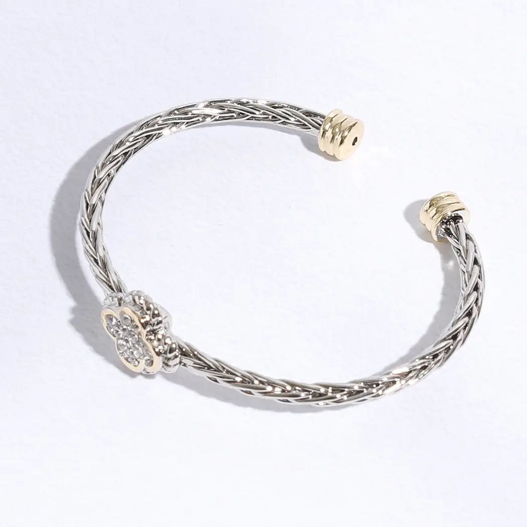 Clover Multi Toned Twisted Cuff Bracelet