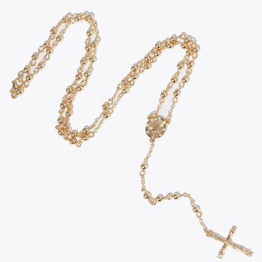 Gold Dipped Rosary Necklace