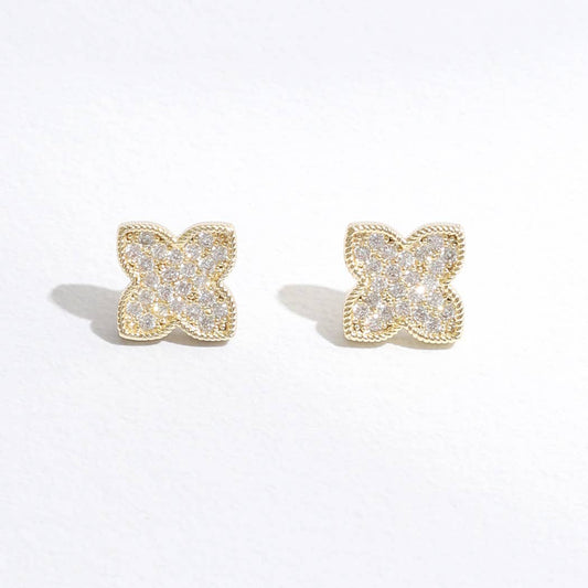 Gold Tone Outline Pave Cross Earrings